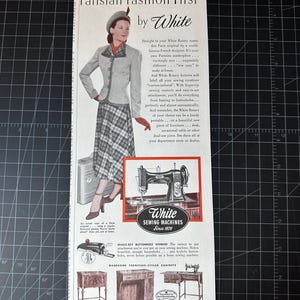Vintage 1940s White Sewing Machine Print Ad