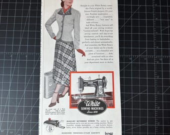 Vintage 1940s White Sewing Machine Print Ad
