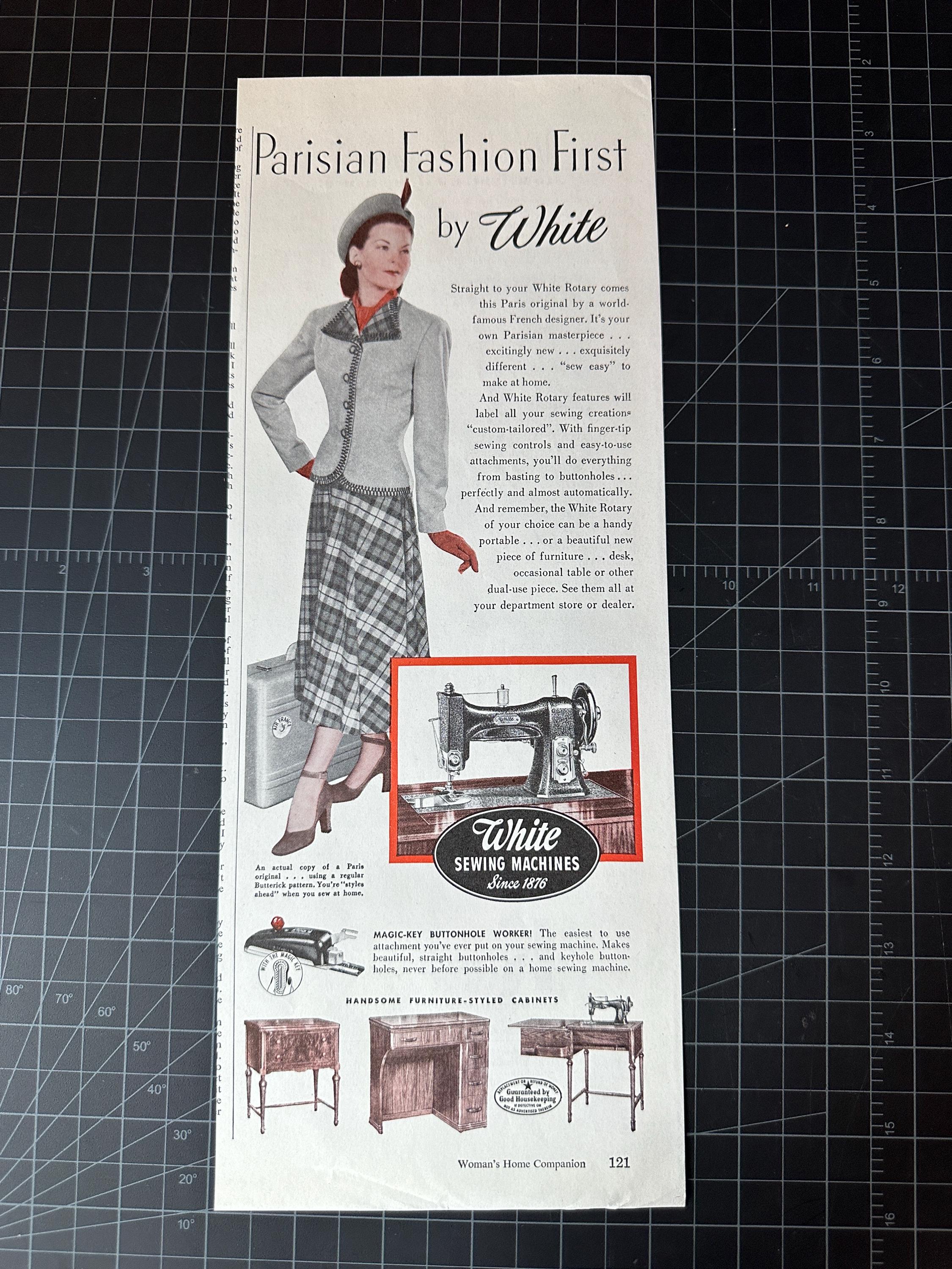 Vintage 1940s White Sewing Machine Print Ad