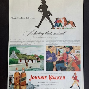 Vintage 1948 Johnnie Walker Whiskey Print advertisement