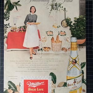 Vintage 1950s miller high life beer print advertisement