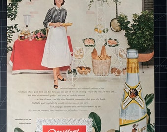 Vintage 1950s Miller High Life Beer Original Print Ad