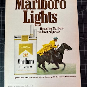 Vintage 1977 Marlboro Lights Cigarettes Print Ad