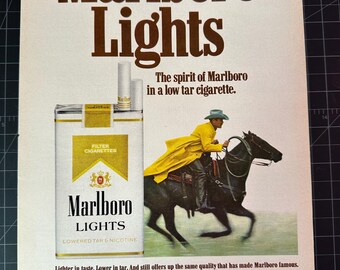 Vintage 1977 Marlboro Lights Cigarettes Original Advertisement