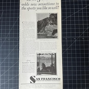 Vintage 1931 San Francisco Travel Print Ad
