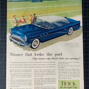 Vintage 1954 buick riviera print advertisement
