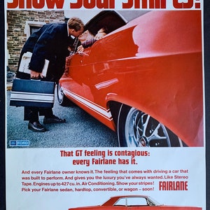 Vintage Ford Fairline Auto Print-advertentie uit 1967