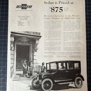 Vintage 1922 chevrolet print advertisement