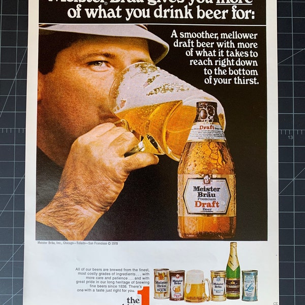 Vintage 1970 Meister Brau Draft Beer Print Ad