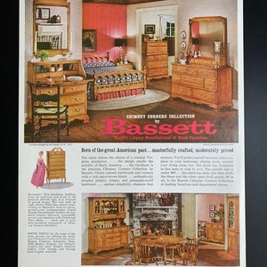 Vintage 1963 bassett furniture print advertisement