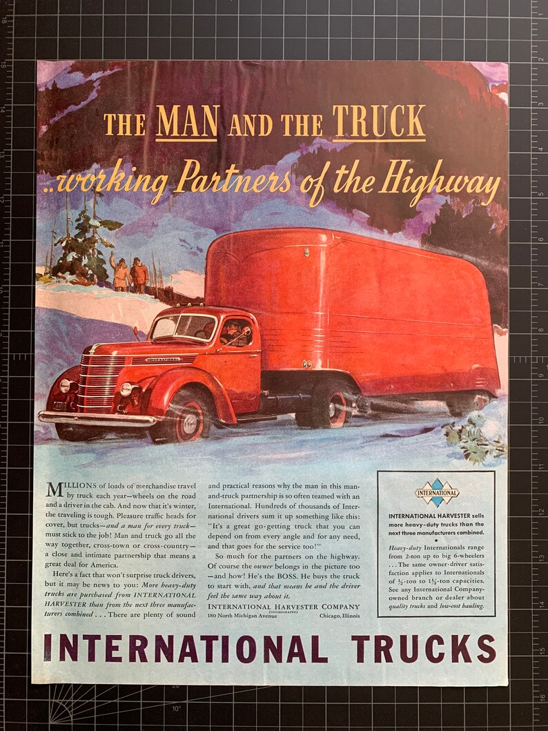 Vintage 1939 International Trucks Print Ad