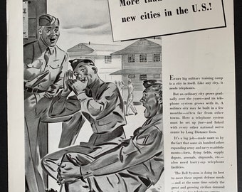 Vintage 1941 Bell Telephone System Ad, WW2 Era