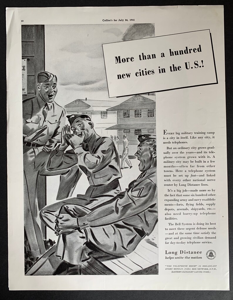 Vintage 1941 Bell Telephone System Ad, WW2 Era image 1
