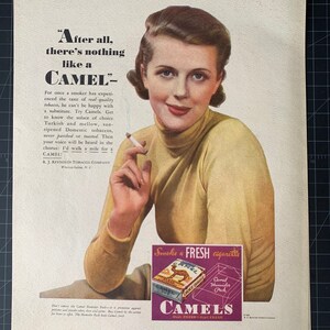 Vintage 1933 camel cigarettes print advertisement