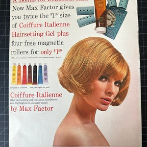 Vintage 1966 max factor hair gel print advintage
