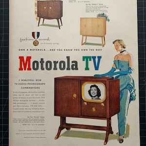 Vintage 1950 motorola television print advertisement