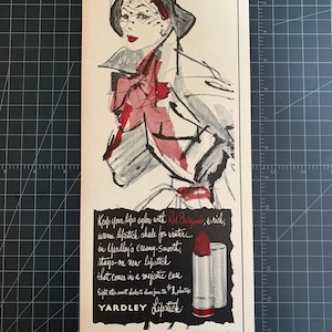 Vintage 1950s yardley lipstick print advertisement