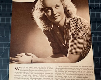 Rare 1940 bette davis portrait & bio