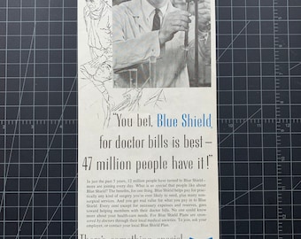 Vintage 1961 Blue Cross Blue Shield Health Insurance Original Advertisement