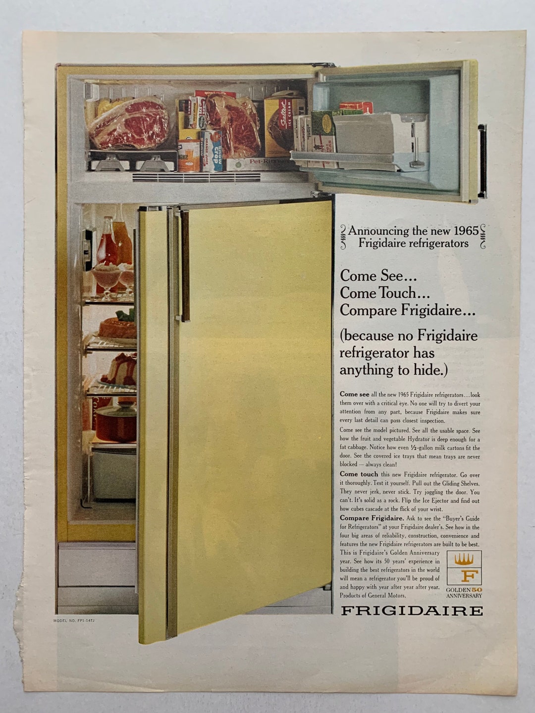 Vintage 1960s Frigidaire Fridge Ad - Etsy New Zealand