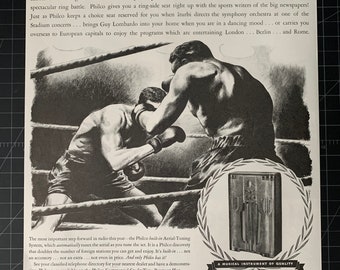 Vintage 1936 Philco Radio Boxing Print Ad
