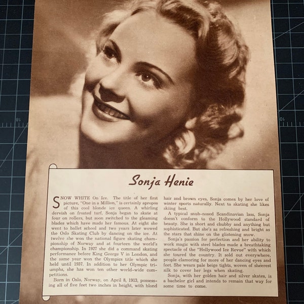 Vintage 1940 sonja henie portrait & bio