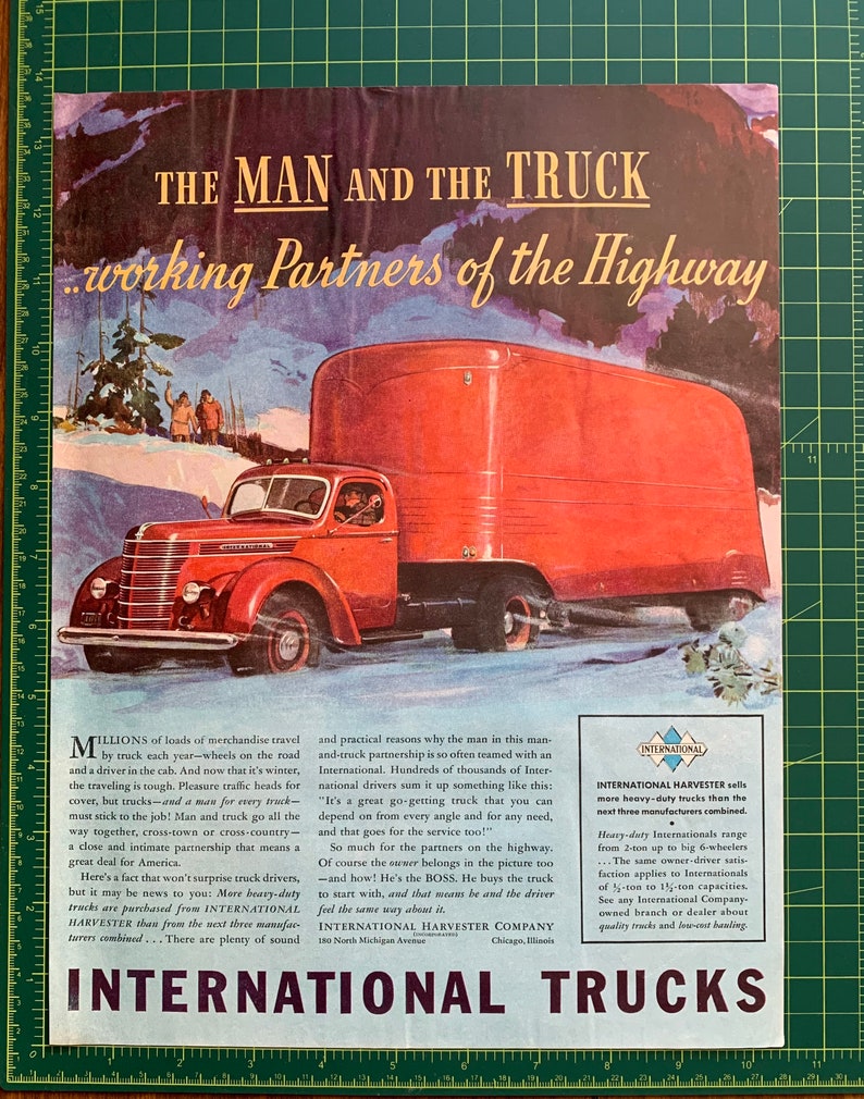 Vintage 1939 International Trucks Print Ad