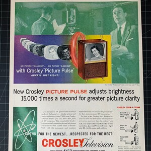 Vintage 1956 crosley television print advertisement