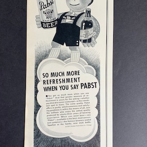 Vintage 1937 Pabst Beer Print Werbung