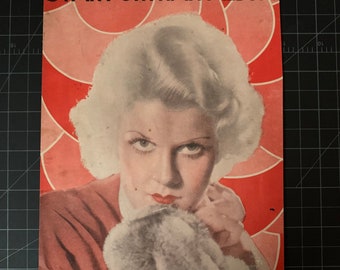 Rare vintage 1930 star portrait album cover - jean harlow - cover only