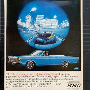 Vintage 1965 ford galaxie 500 xl print advertisement