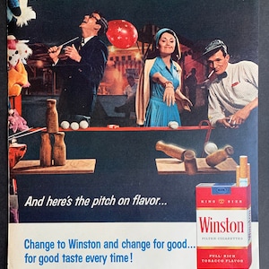 Vintage 1965 winston cigarettes print advertisement