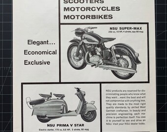 Vintage 1960 NSU Motorcycles Print Ad