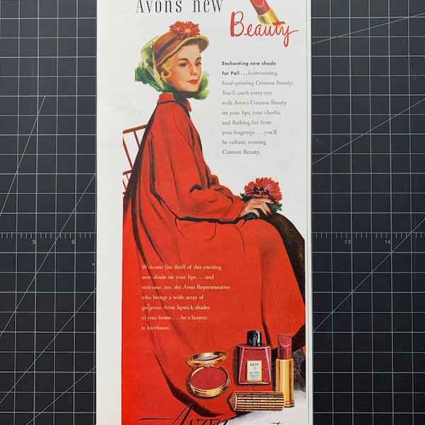 annonce imprimée de cosmétiques avon vintage 1948