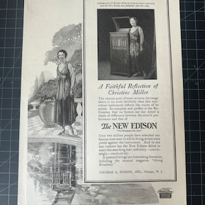 Vintage 1918 New Edison Phonograph Print Werbung Retro Geschenk Dekor