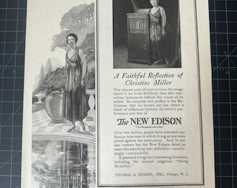 Vintage 1918 New Edison Phonograph Original Advertisement