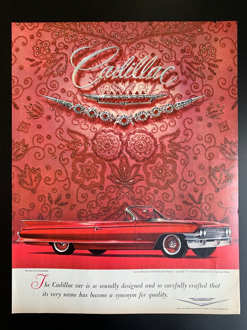 Vintage 1962 cadillac convertible print ad image 1