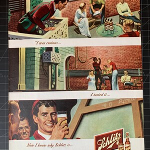Vintage 1948 schlitz beer print advertisement