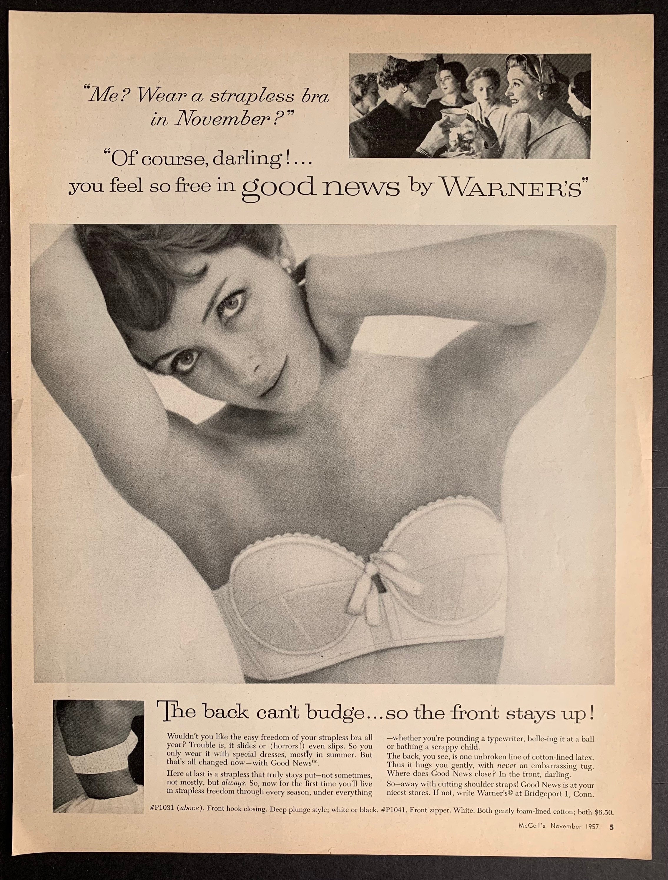 Vintage 1957 Warners Bras Print Ad -  Canada