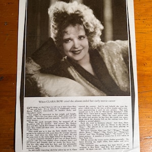 Vintage 1930s Clara Bow Original Magazine Portrait Page image 1