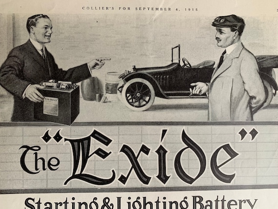 Vintage 1915 Exide Car Batteries Original Print Ad - Etsy