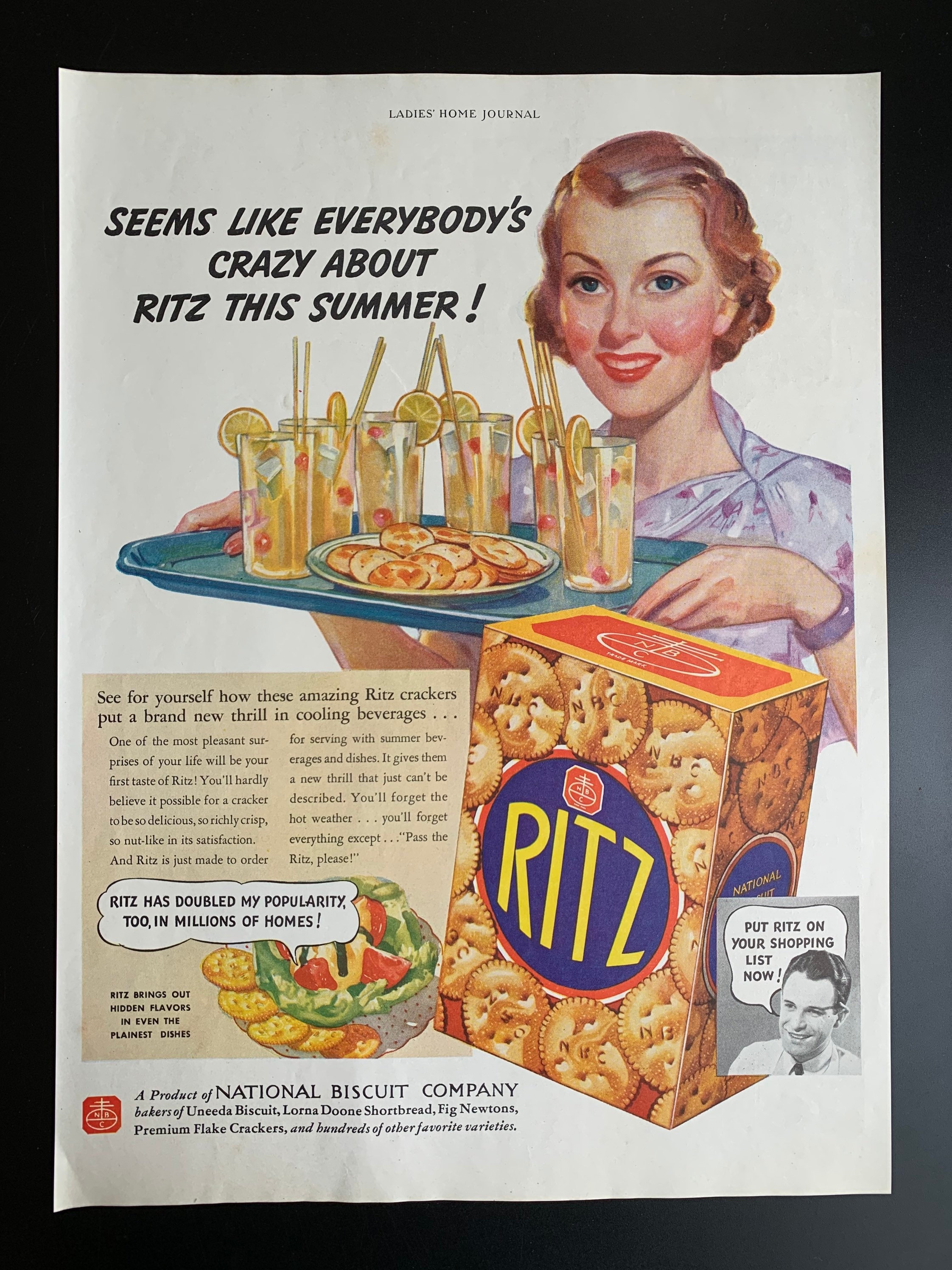 Vintage 1936 Ritz Crackers Original Print Ad - Etsy