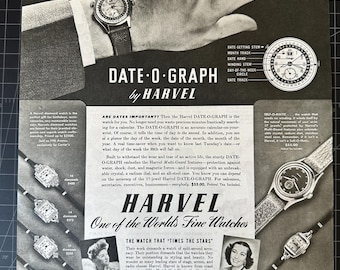 Vintage 1943 Harvel Watches Original Advertisement