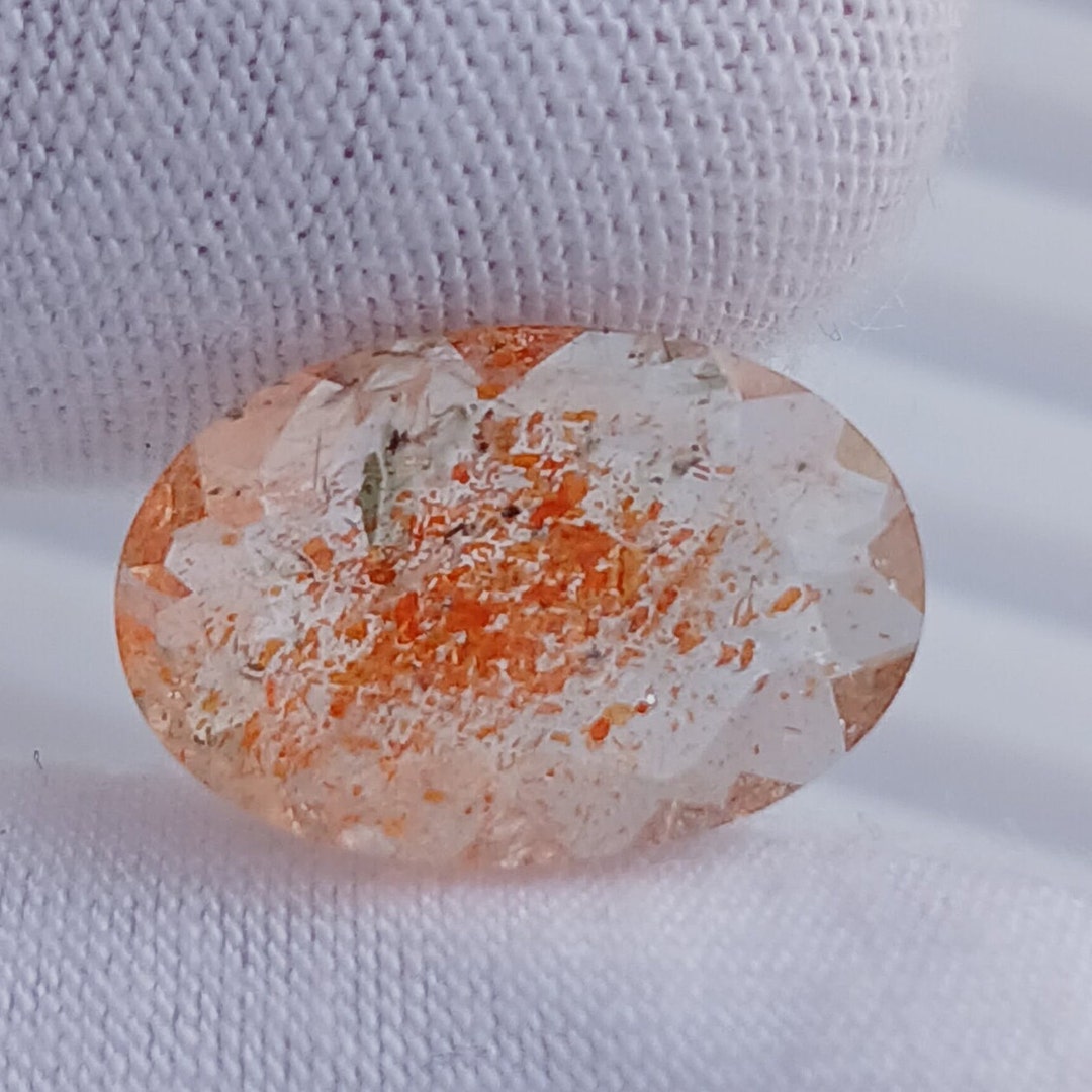 Fire Sunstone 4.70 Ct Natural Amazing Colorful CONFETTI SUNSTONE Orange Flake ...