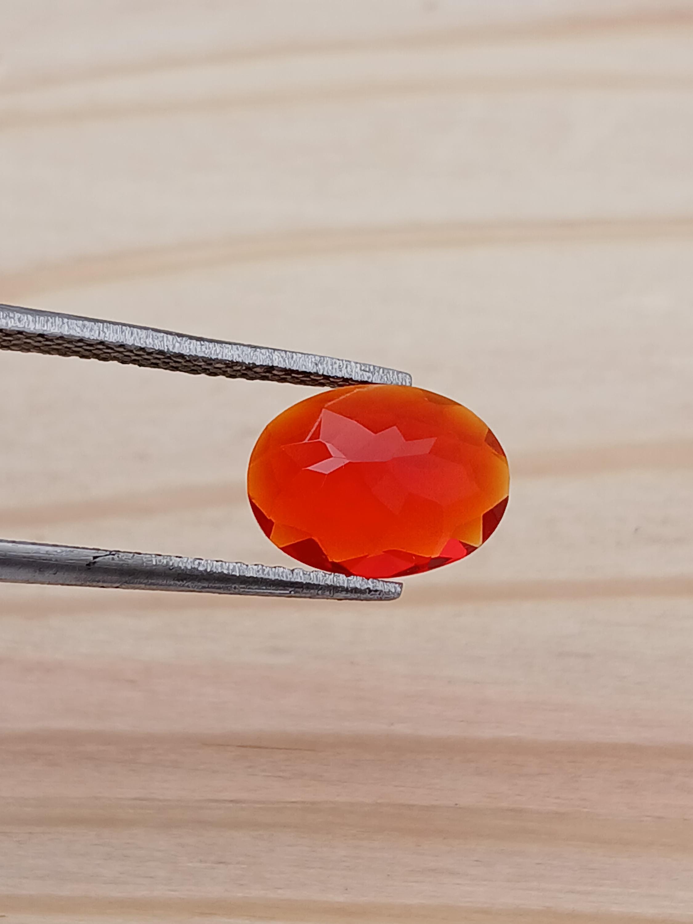 Paire D'opales De Feu Du Mexique - 1.07 Ct, Qualité AAA, Naturelles, Couleur Orange/rouge