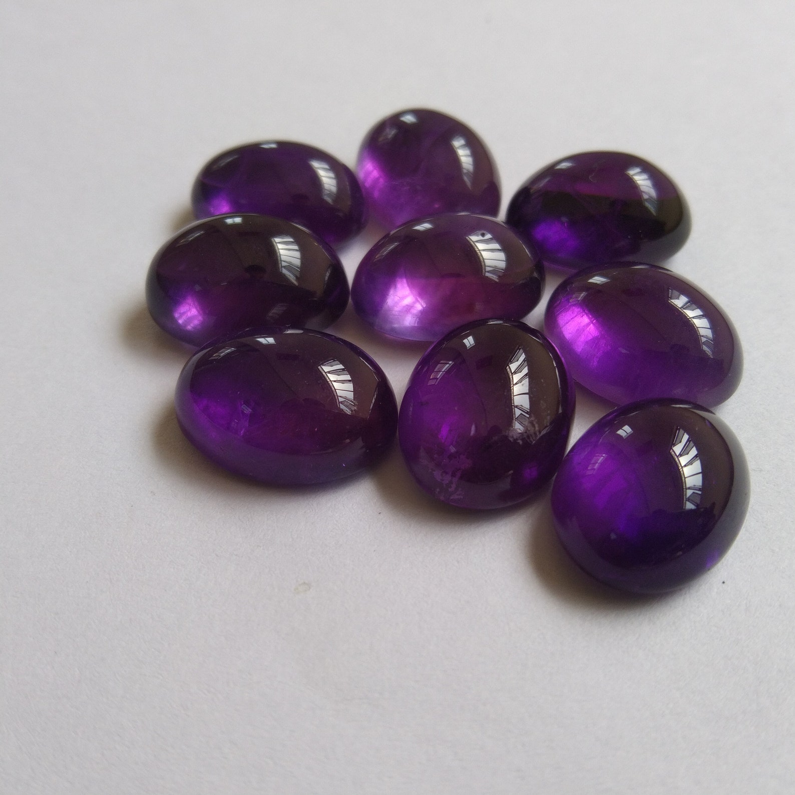 20 Natural Amethyst Stone Oval Cabochons – 25x18mm, No Holes – Loose Stones For Jewelry Making