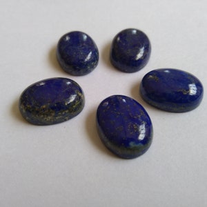 Natural Blue Lapis Lazuli Cabochons: Afghanistan Oval Gemstones, 12x16mm, 5-Piece Lot