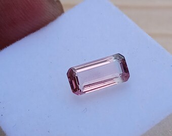 Natural Tourmaline Loose Gemstone Shape Octagon Size 8.30x4 MM Bi Color Tourmaline Faceted Cut Stone Weight 1.10 Ct For Ring/Jewelry Making