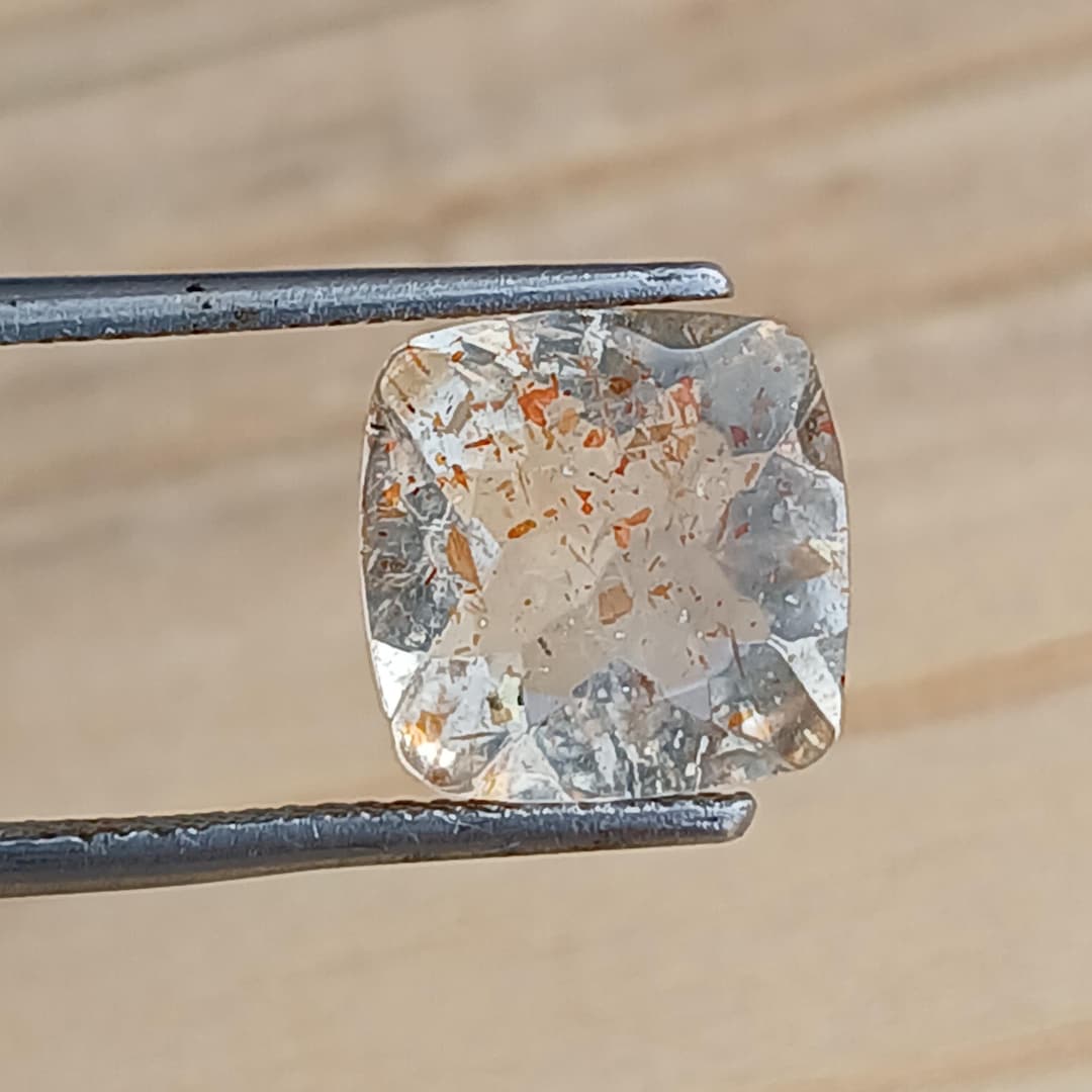 Confetti Sunstone Gemstone Orange Flake Sparkling Cushion Cut 10x10 confetti-sunstone-gemstone-orange-flake-sparkling-cushion-cut-10x10