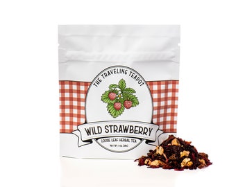 Wild Strawberry Herbal Tea | Loose Leaf Tea | Organic Herbal Tea | Hot & Iced Tea| Natural Flavors Tea |Caffeine Free Tea | Gifts for Her